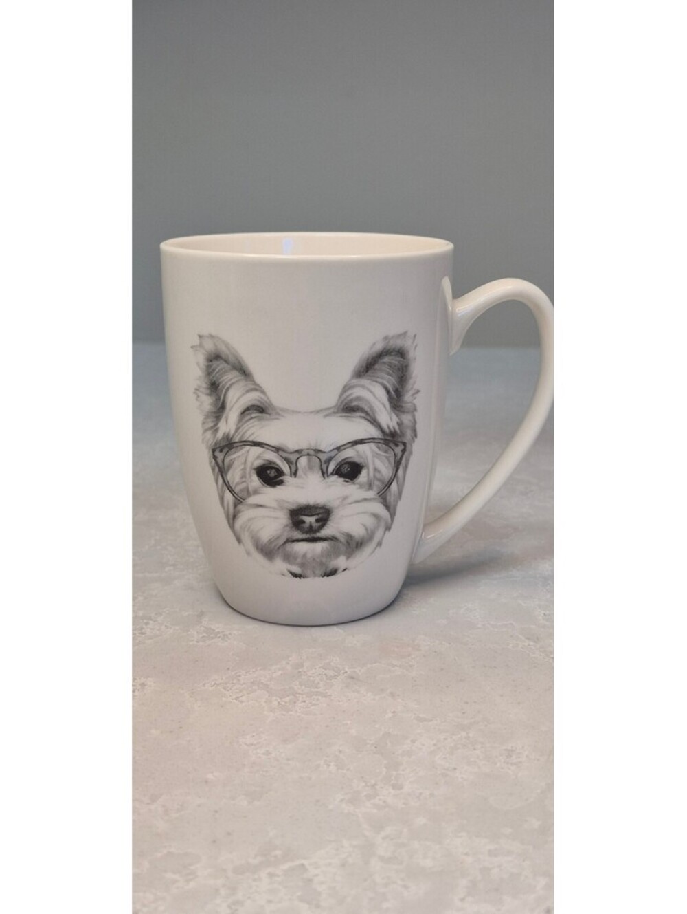 Abbott Collection Yorkie Dog Sketch Ceramic Coffee Mug Hipster Glasses 4.25 In